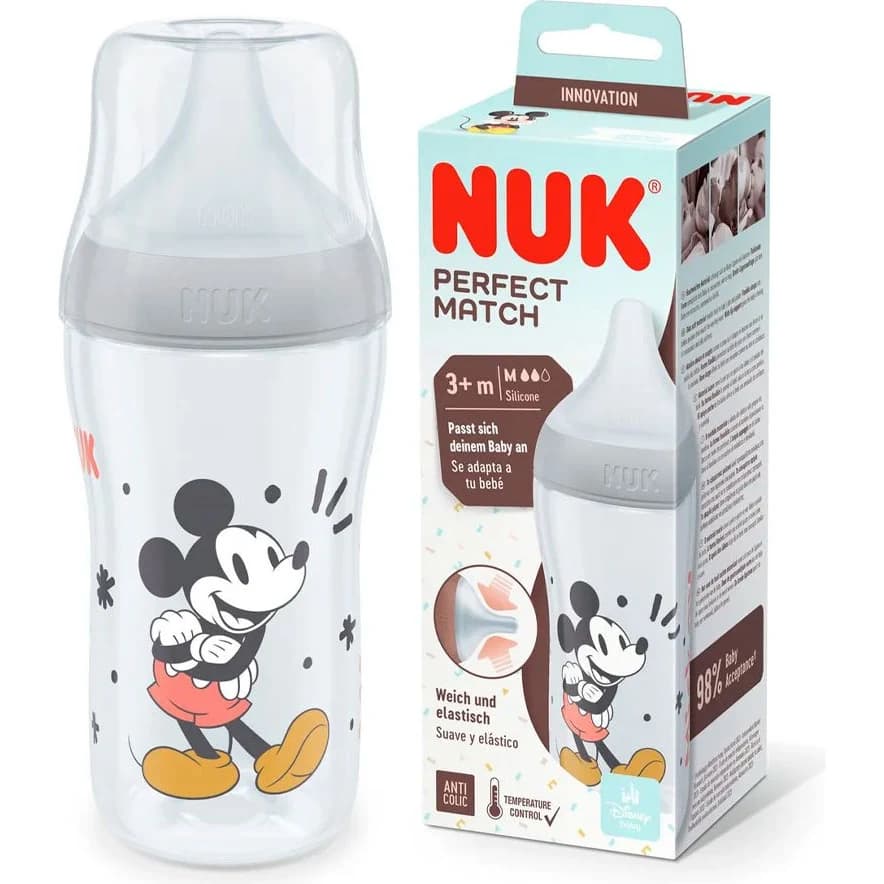 Mamadera NUK Perfect Match Mickey con Control de Temperatura 260 ml