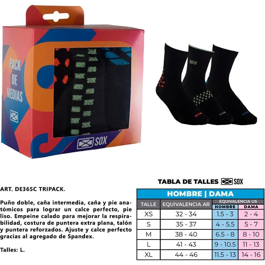 Tripack de Medias Talle L