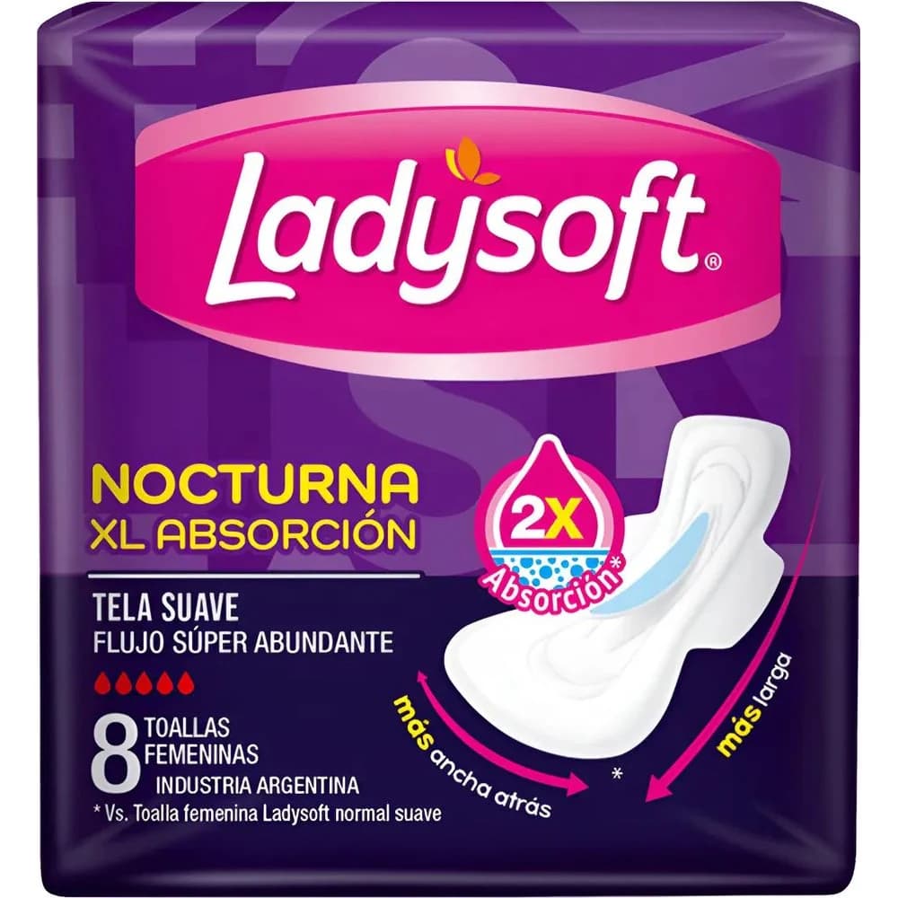 Toallas Femeninas Ladysoft XL Nocturnas x 8