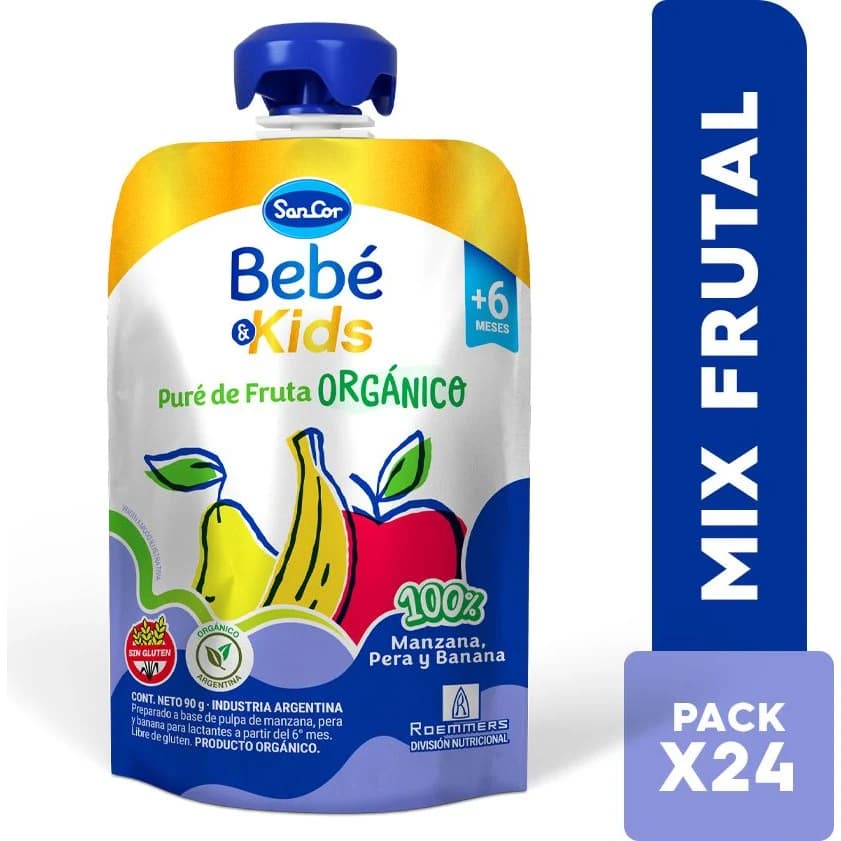 Sancor Pure Papilla Orgánica Mix Frutal Bebé 90 g