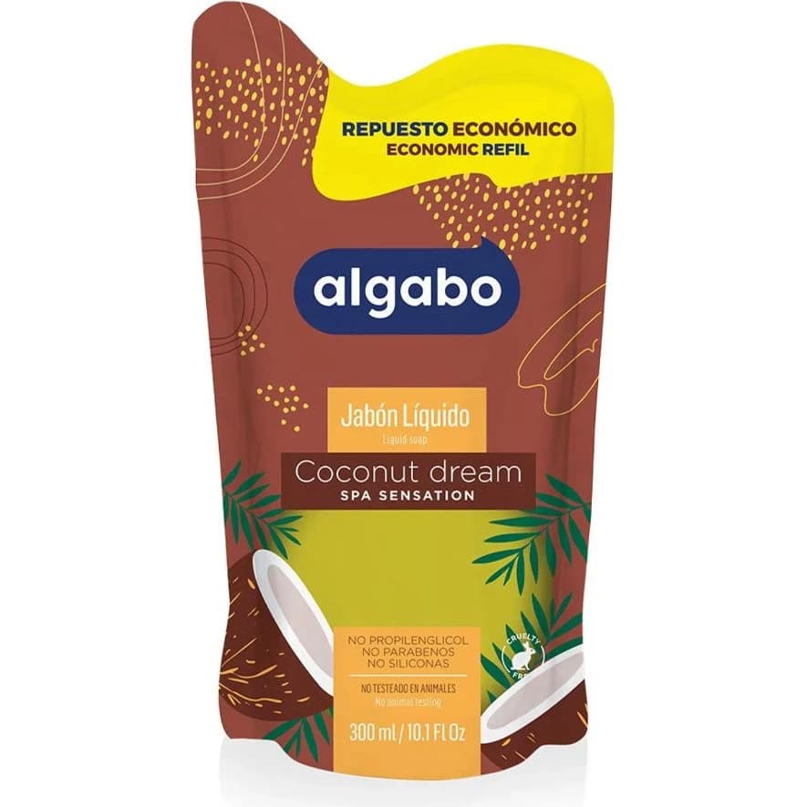 Jabón Líquido Algabo Coco y Vainilla Repuesto 300 ml