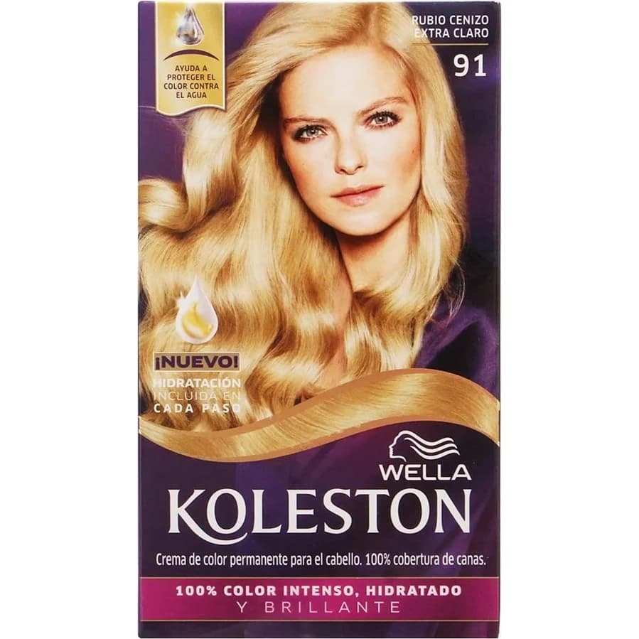 Kit de Coloración Koleston Tono 91 Rubio Ceniza Extra Claro