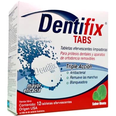 Dentifix Tabletas Efervescentes Limpiadoras para Prótesis x 12