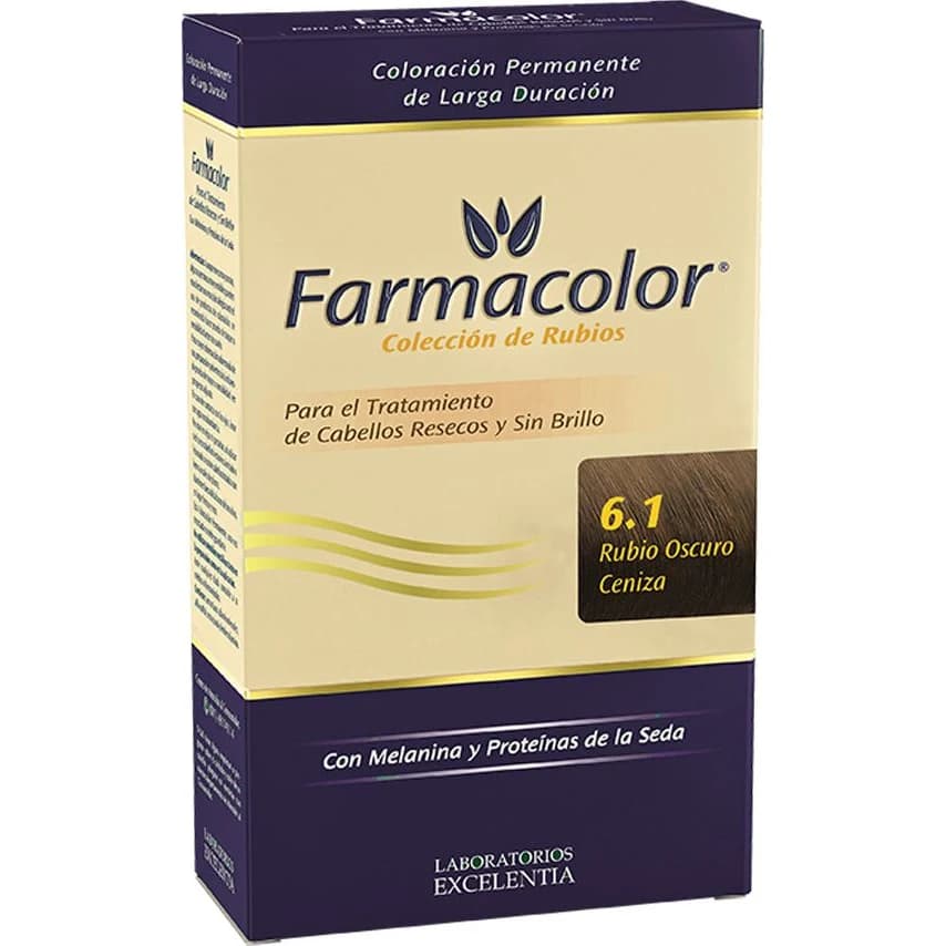 Tintura Capilar Farmacolor Kit Tono 6.1 Rubio Oscuro Ceniza