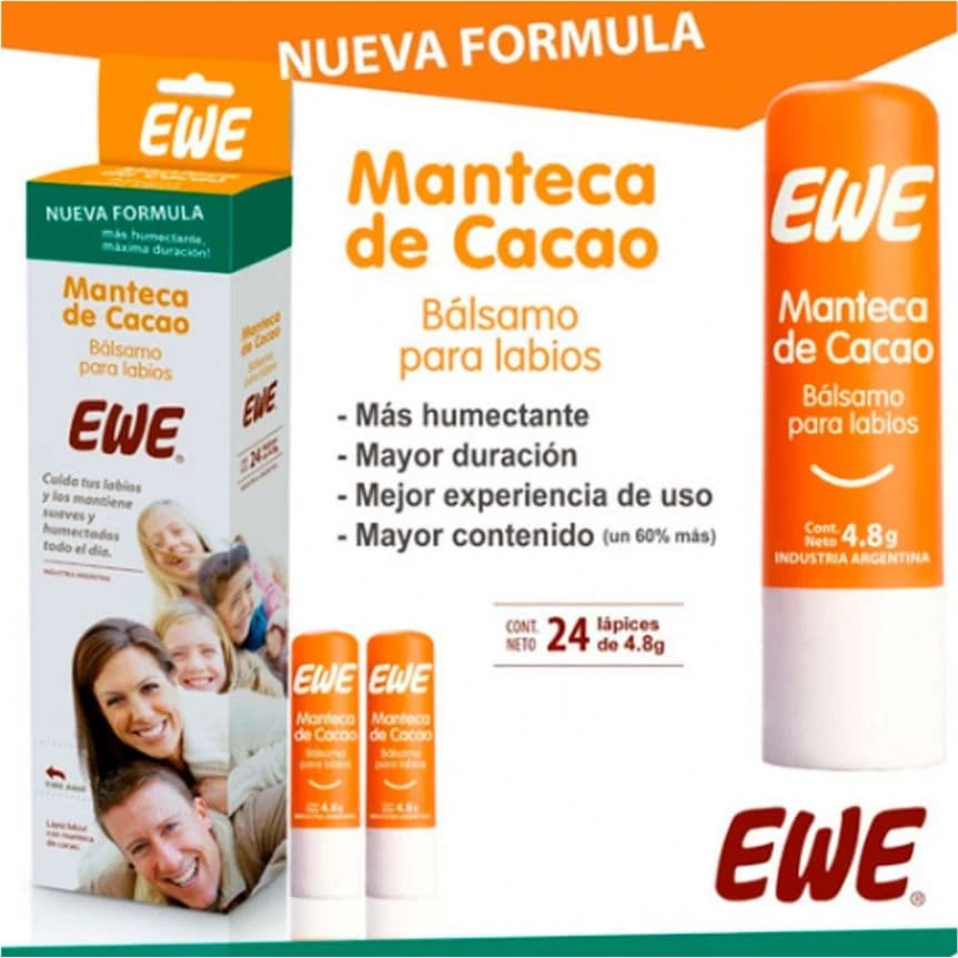 Protector Labial Manteca de Cacao Ewe x 24 unidades