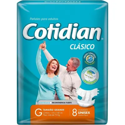 Pañales para Adultos Cotidian Classic Grande x8