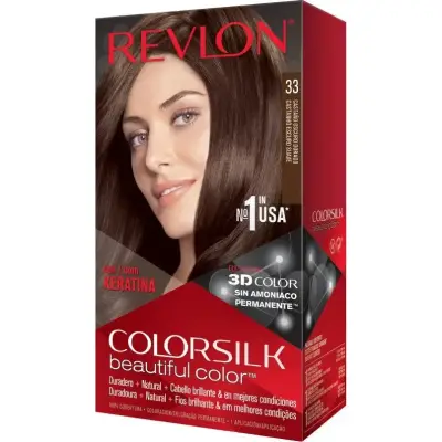 Tintura Capilar Revlon Color Silk 3D Kit Tono 33 Castaño Oscuro Dorado