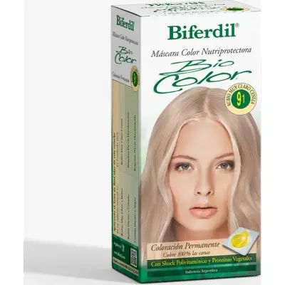 Tintura Capilar Biferdil Biocolor Tono 9.1 Rubio Muy Claro Ceniza