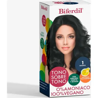 Kit de Coloración Capilar Biferdil Tono Sobre Tono 1 Negro