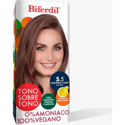 Kit de Coloración Capilar Biferdil Tono Sobre Tono 5.5 Castaño Claro Caoba