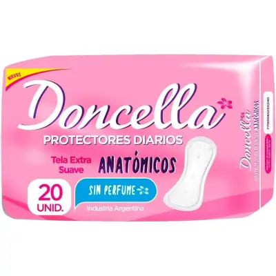 Protectores Diarios Doncella Anatómicos Sin Perfume x20
