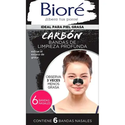 Bandas Faciales Limpiadoras Bioré Limpieza Profunda x 6