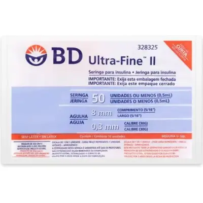 Jeringa para Insulina BD 0.5 cc 30G x 100 unidades
