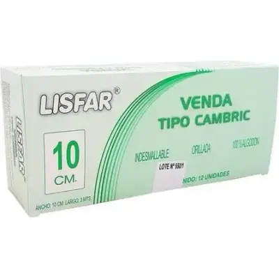 Venda Orillada Lisfar 10 cm x 12 unidades