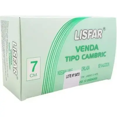 Venda Orillada Lisfar 7 cm x 12 unidades