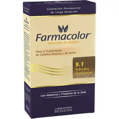 Kit de Coloración Farmacolor Tono 9.1 Rubio Muy Claro Ceniza
