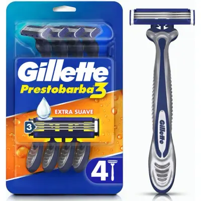 Máquinas de Afeitar Gillette Prestobarba 3 Hojas para Hombre x 4