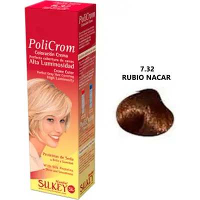 Tintura Capilar Silkey Policrom Pomo Tono 7.32 Rubio Nácar 47 g