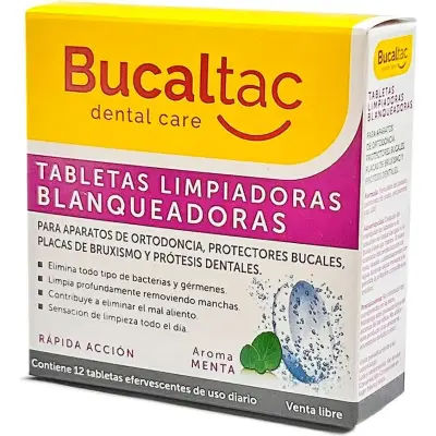 Tabletas Efervescentes Limpiadoras de Prótesis Dental Bucal Tac x 12