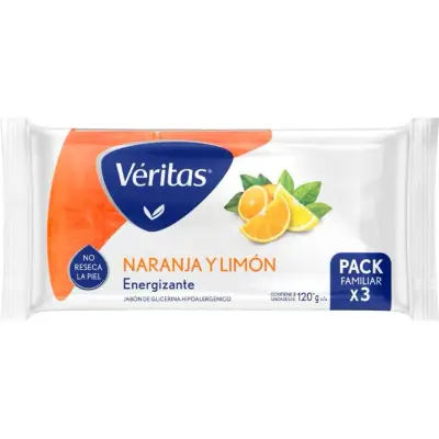 Jabón de Glicerina Veritas Naranja y Limón 3x120 g