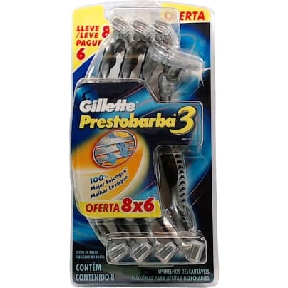 Máquinas de Afeitar Gillette Prestobarba 3 Hombre x 8