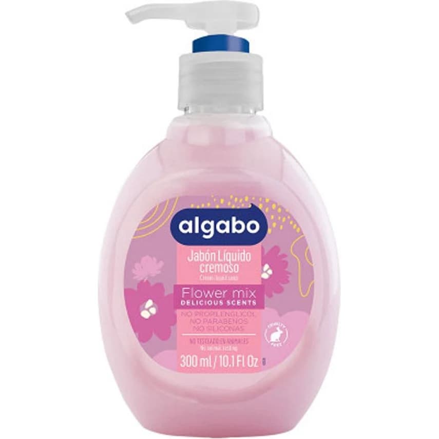 Jabón Líquido Cremoso Perfumado Algabo Mix Flower 300 ml