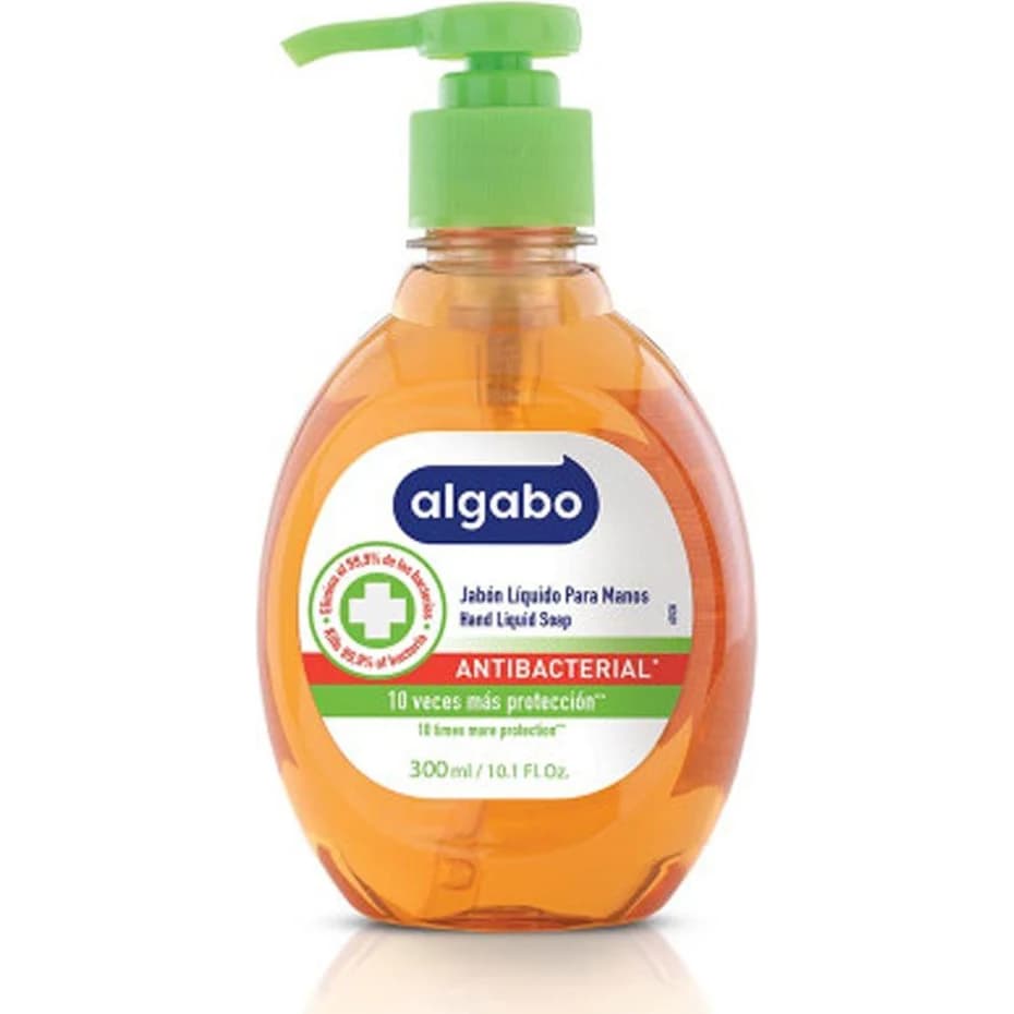 Jabón Líquido Antibacterial Algabo Botella con Válvula 300 ml