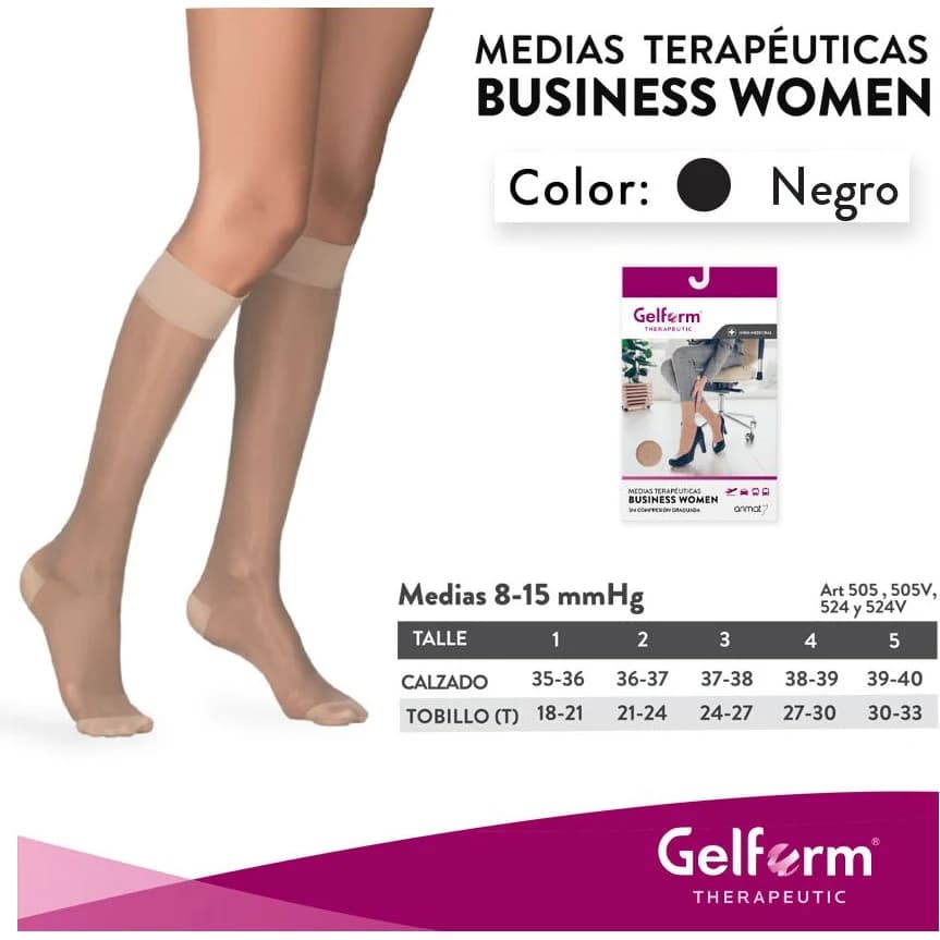 Media de Compresión Gelform 3/4 Talle 3 Negra 8-15