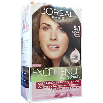Tintura Capilar L'Oréal Excellence Crème Tono 5.1 Castaño Claro Ceniza