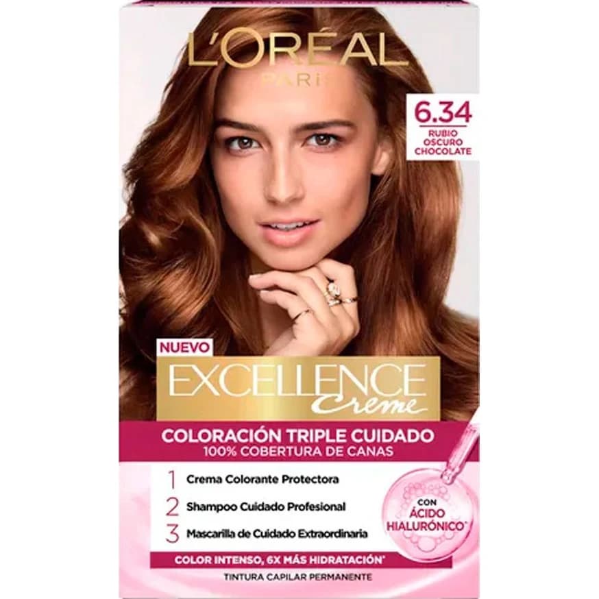Tintura Capilar L'Oréal Excellence Crème Tono 6.34 Chocolate