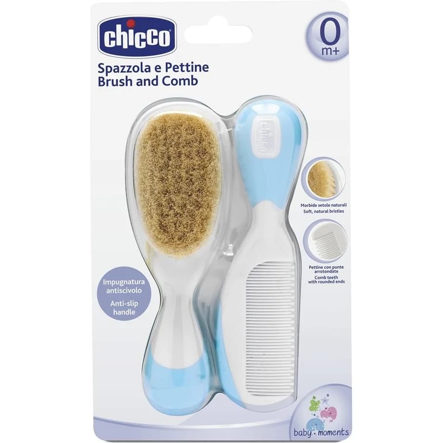 Set Cepillo y Peine Chicco Celeste para Bebé