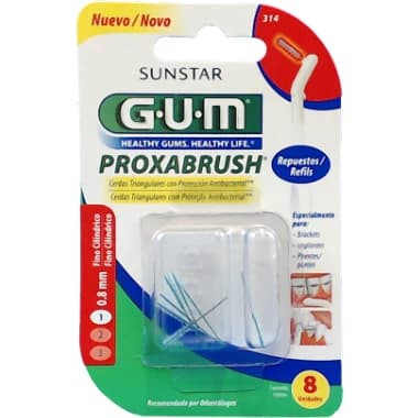 Cepillos Interdentales GUM 314 Repuesto Fino Cilíndrico x8