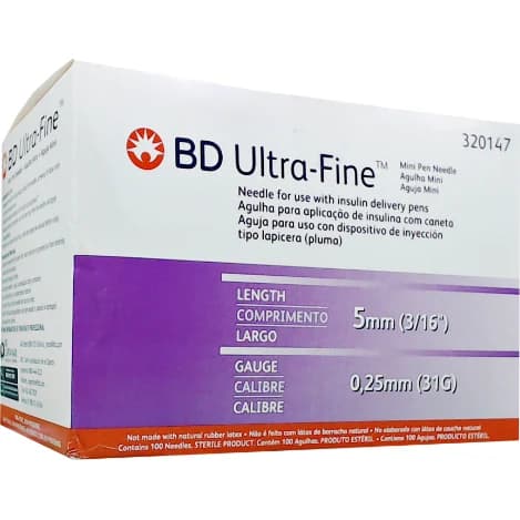 Agujas Ultra Finas BD 31G 5 mm x 100 unidades