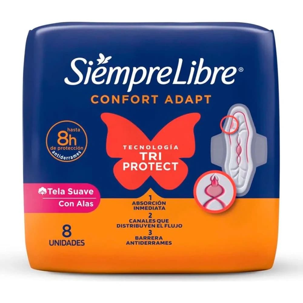Toallas Femeninas Siempre Libre Fit sin Alas x 8
