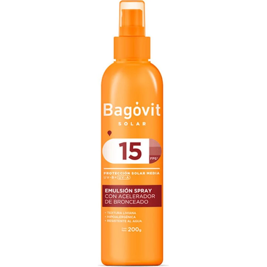 Aceite Solar Bagóvit Solar FPS 15/7 Acelerador de Bronceado Spray 200 ml