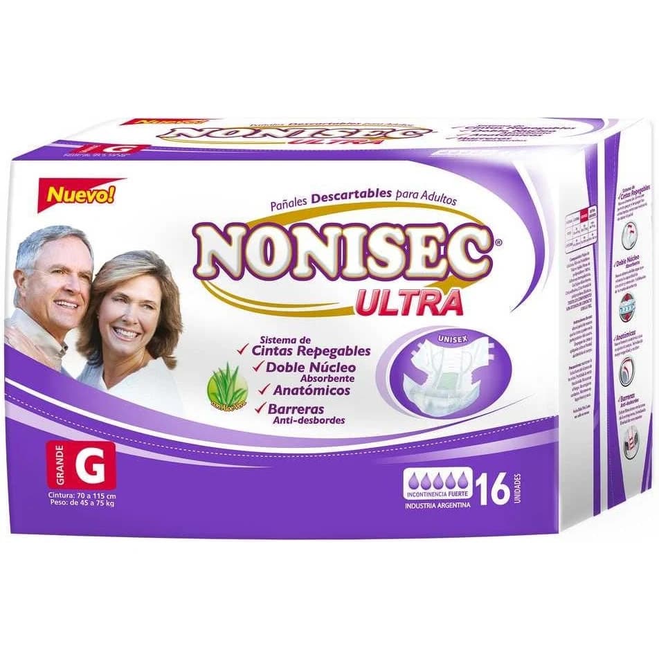 Pañal para Adulto Nonisec Ultra Anatómico Talle G x16