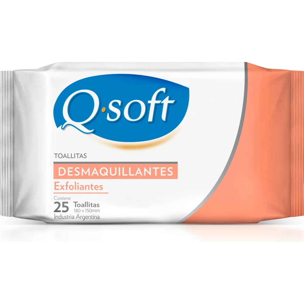 Toallitas Desmaquillantes Exfoliantes Q-Soft x 25
