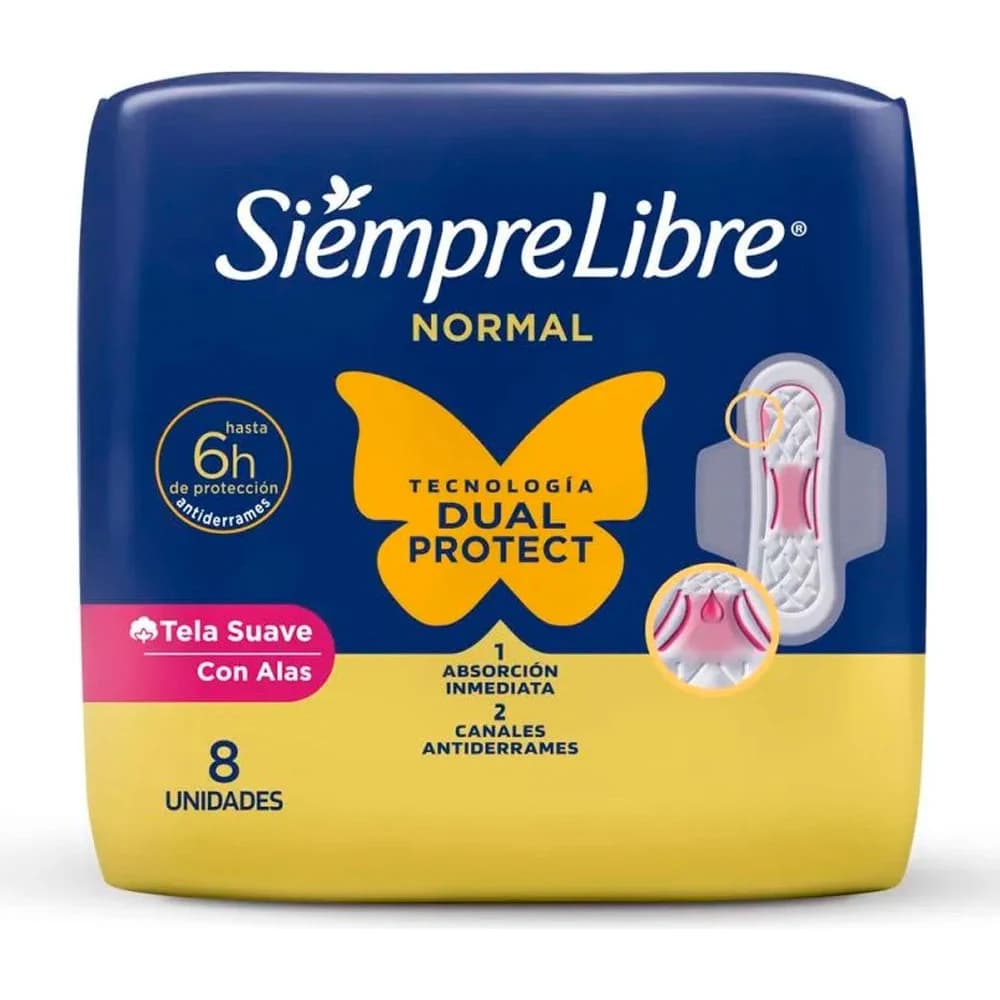 Toallas Femeninas Siempre Libre Suave Normal con Alas x 8
