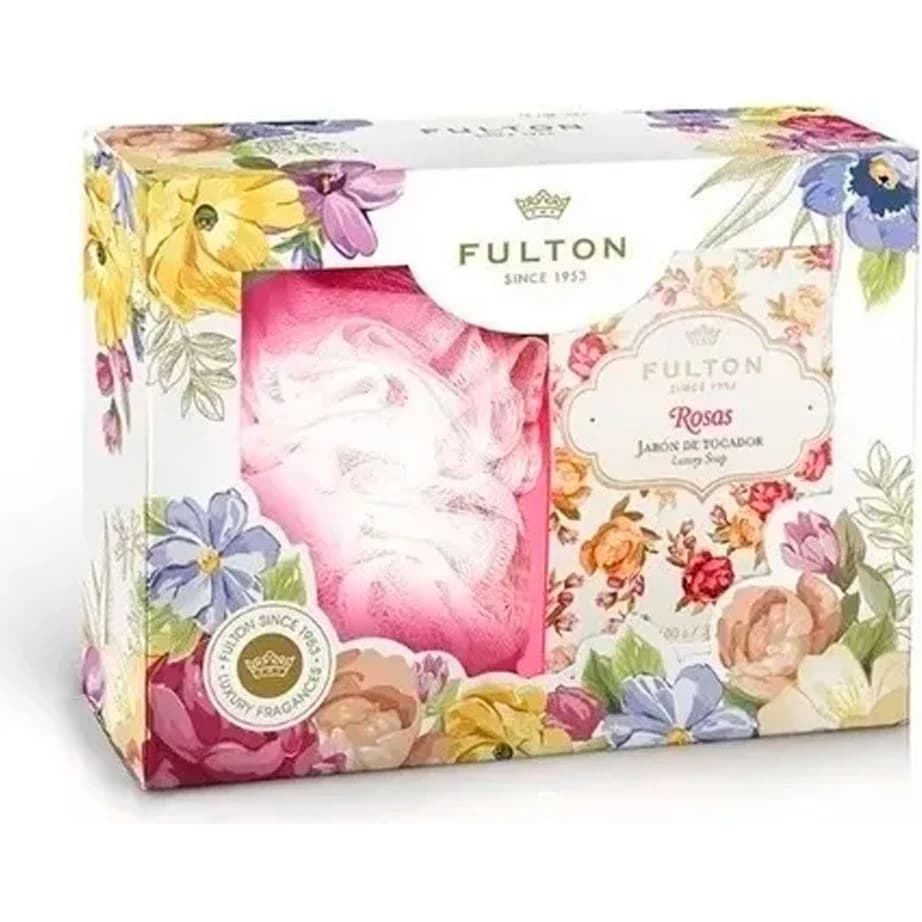 Estuche Fulton con Esponja y Jabón Rosa