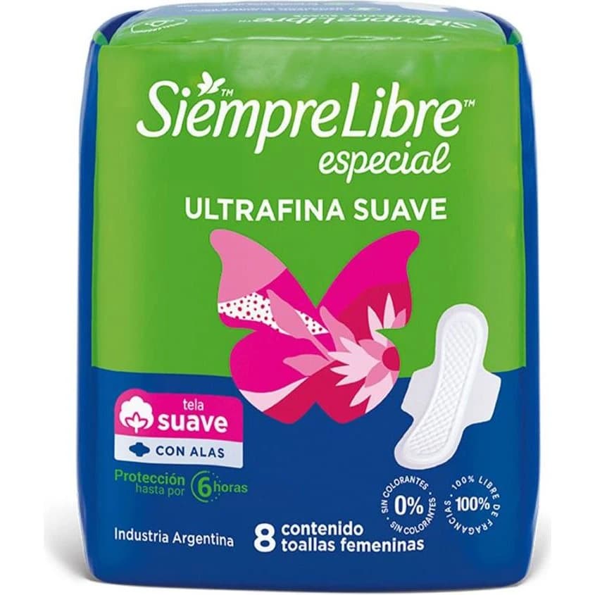 Protectores Diarios Siempre Libre Espacio Ultrafino Suave x8