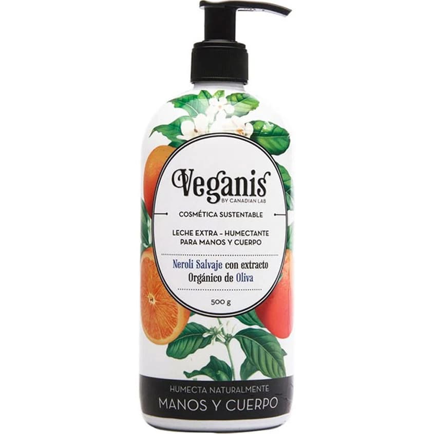 Crema Corporal Veganis Leche Humectante Manos y Cuerpo Neroli 500 ml