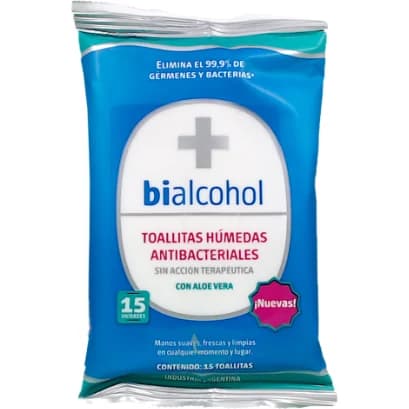 Toallitas Húmedas con Alcohol Porta Bialcohol Avena x 15