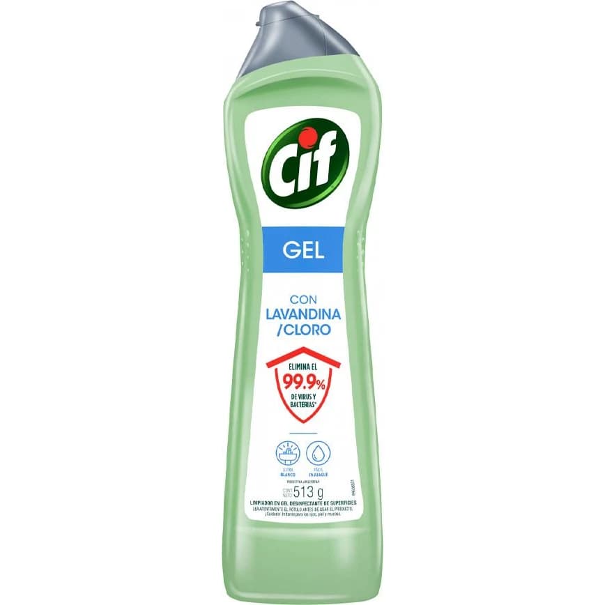 Limpiador en Gel Cif con Lavandina y Cloro 513 g
