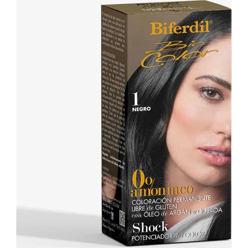 Tintura Capilar Biferdil Biocol 0% Amoníaco Tono 1 Negro