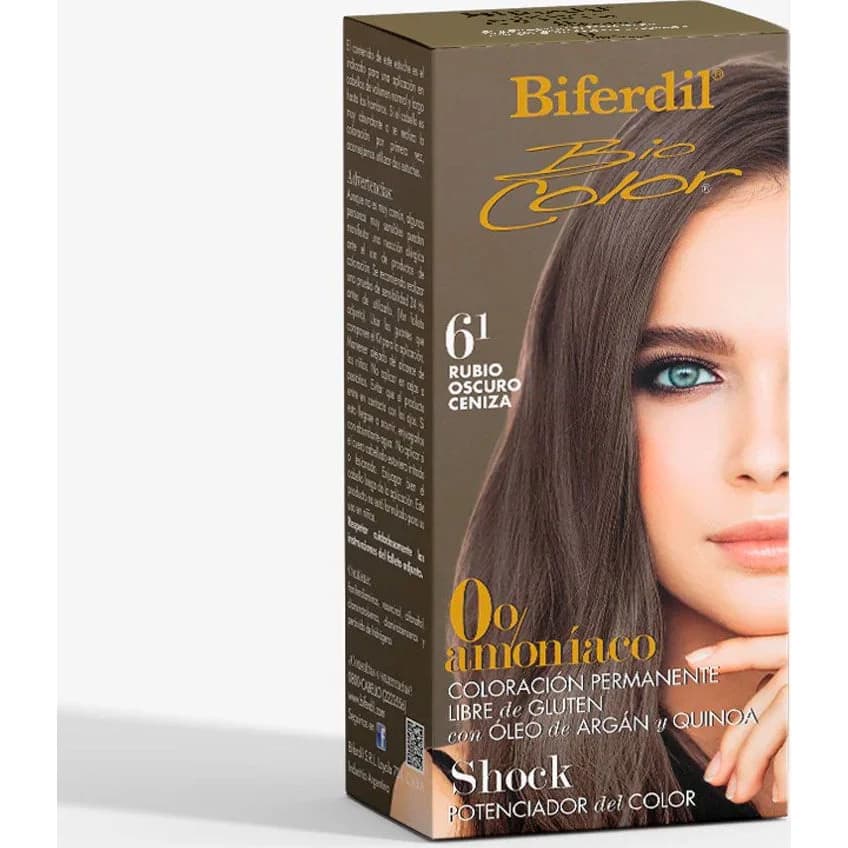 Tintura Capilar Biferdil Biocol 0% Amoníaco Tono 6.1 Rubio Oscuro Ceniza