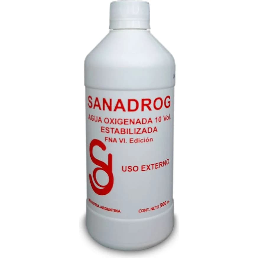 Agua Oxigenada Sanadrog 10 Volúmenes 500 ml