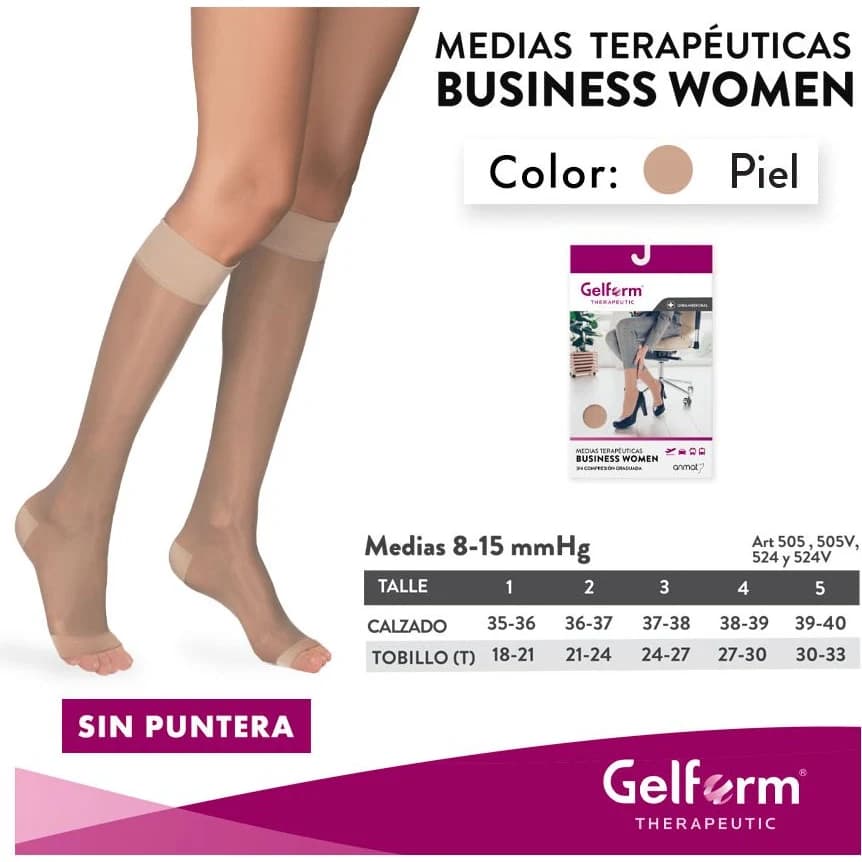 Media de Compresión Gelform 3/4 8-15 mmHg Sin Puntera Color Piel Talle 2
