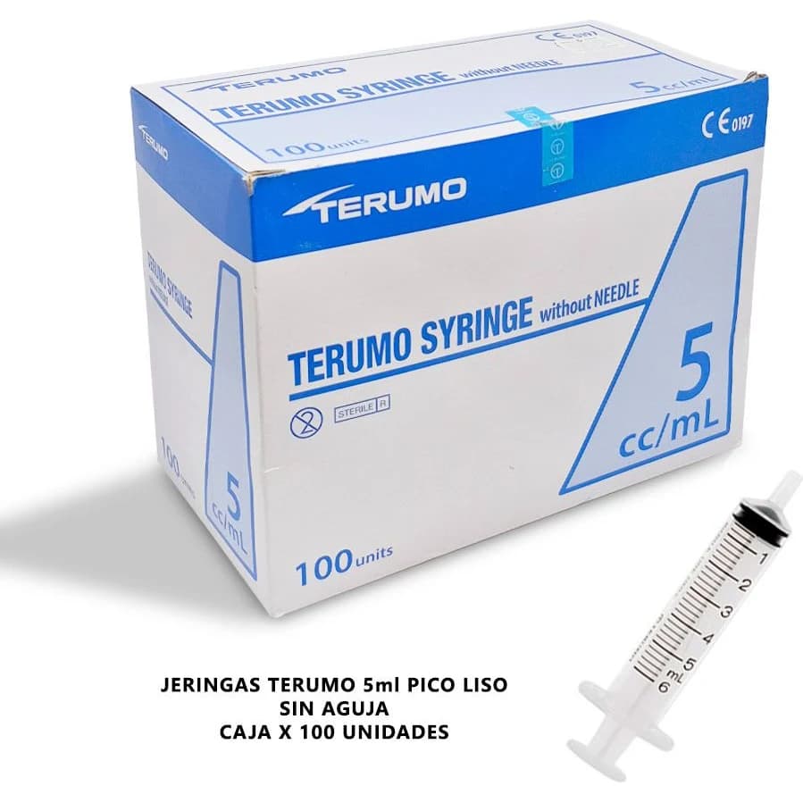 Jeringa Descartable Terumo 5 cc sin Aguja Pico Liso x 100
