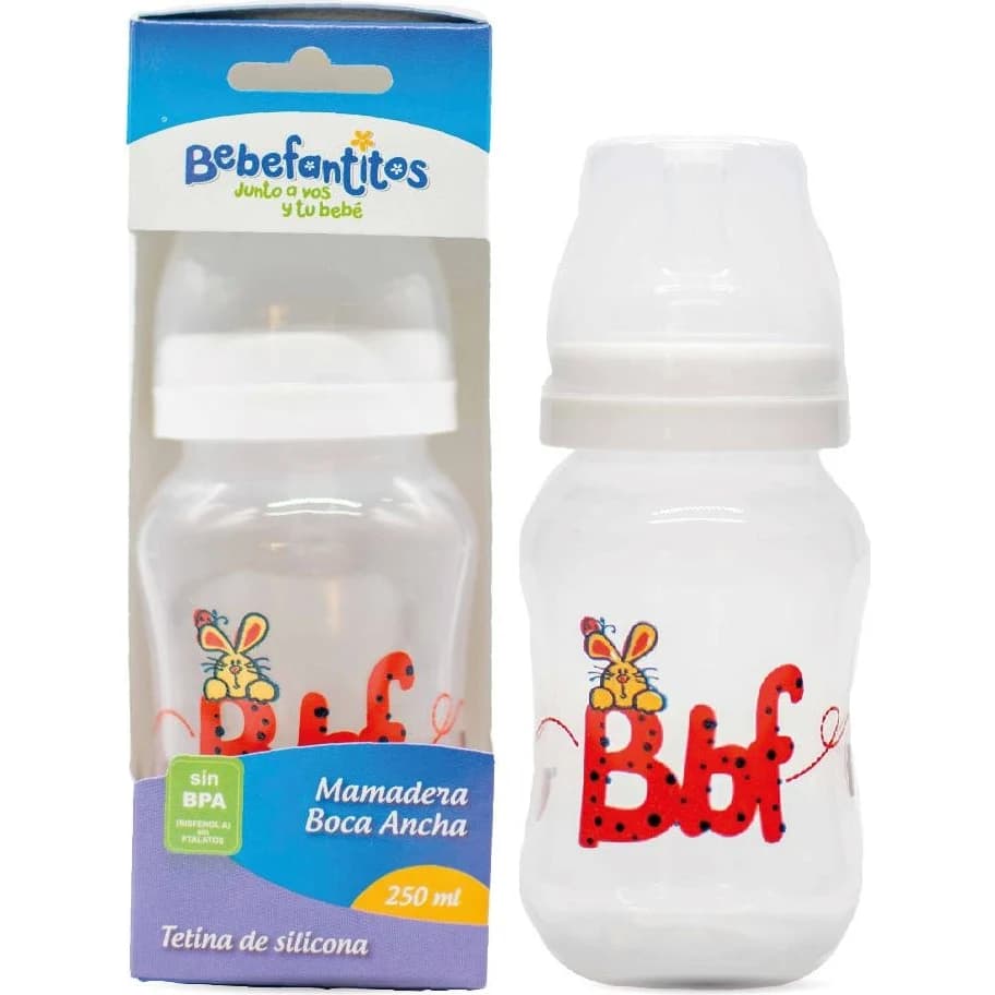 Mamadera Bebefantitos Boca Ancha +3M 250 ml