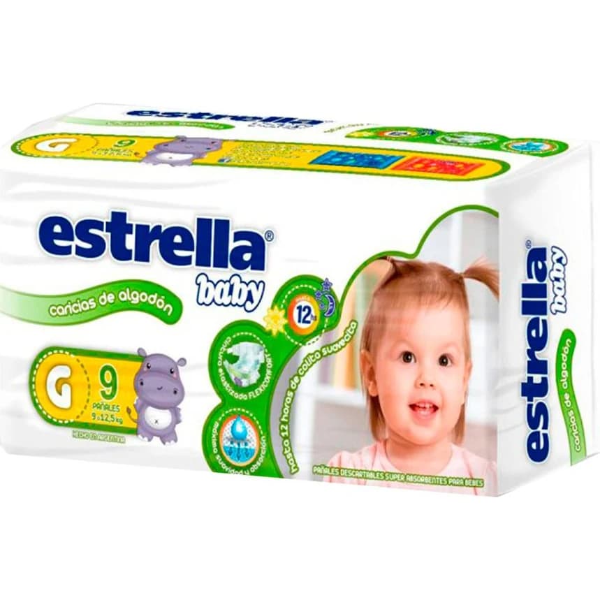 Pañales Estrella Baby Caricias Talle Grande x 9